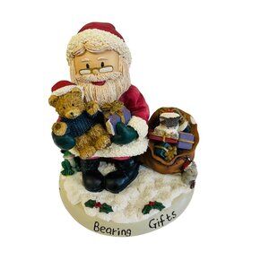 P.G.C. Santa‎ Claus Figurine With Bear  Figurine Resin 3" x 4"
